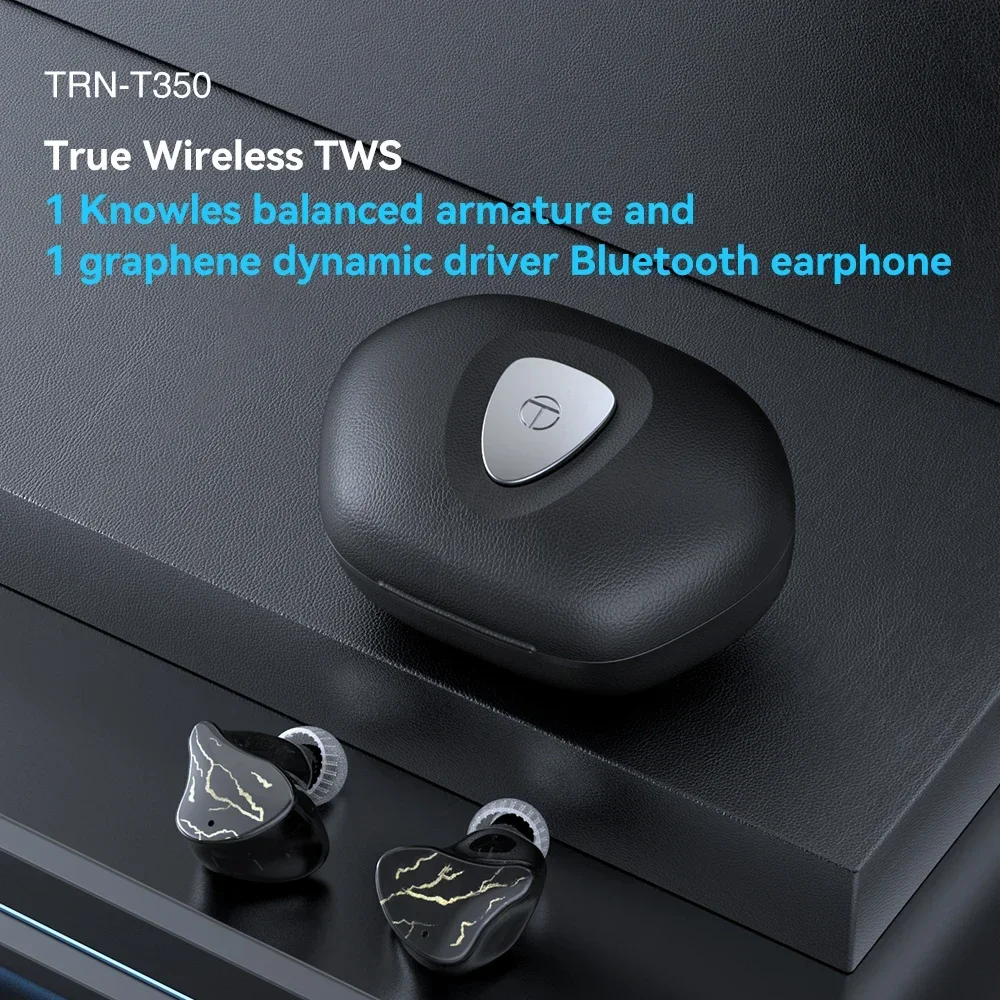 TRN T350 TWS 5.3 Bluetooth-compatible Knowles 1BA 1DDEarphones Bass Headset In-Ear HIFI Wireless Charging Cancelling Headset