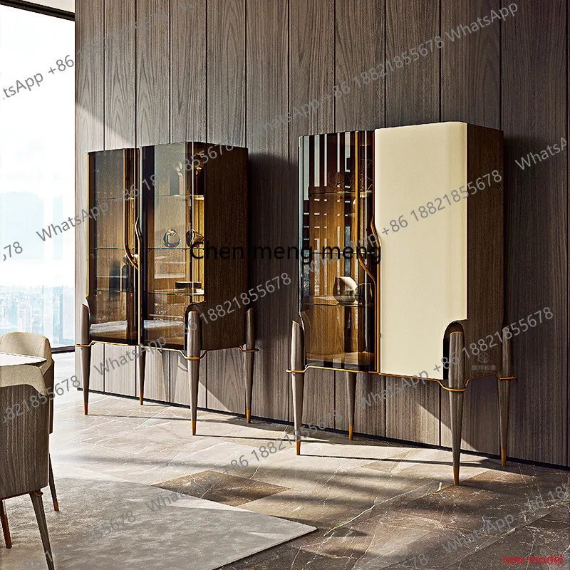 Light Luxury High Wine Cabinet French Saving Space Aesthetic Wine Cabinet Exquisite Support Bar Furniture Drankenkast