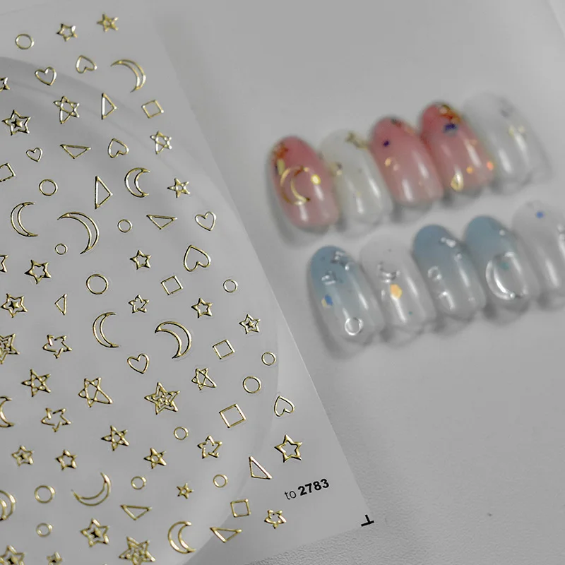 1pc 5D Bronzing Mini Heart Shape Nail Art Stickers Popular Laser Jelly Designer Adhesive Decorations Gold Silver Manicure Tool