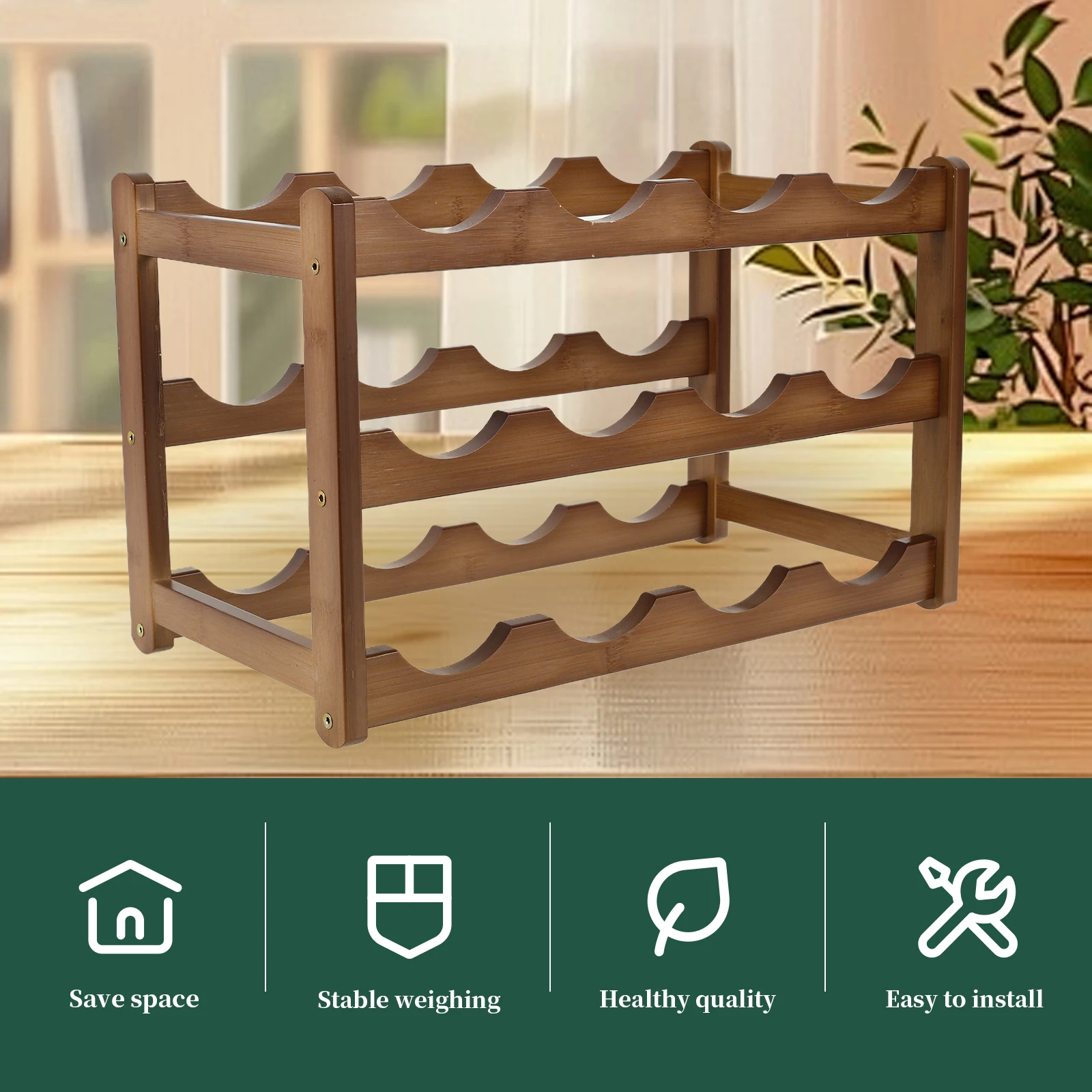 Wine Rack Wooden WineBottle Display Cabinet Holders Shelf Wine Showcases Countertop Wine Storage Rack Cellar Bar Accessories