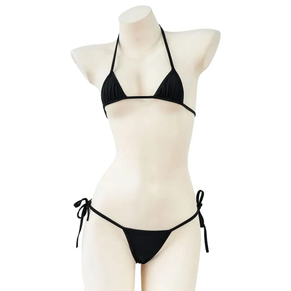 Halter Neck Sexy Mini Bathing Suit Two-piece Womens Micro Triangle Bikini Set Halter String Side Tie Swimsuit Beach Swimwear 80% image 6