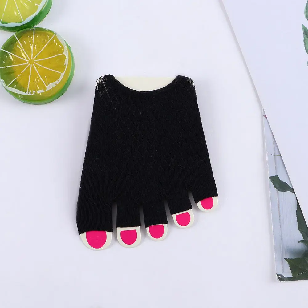 通気性のある伸縮性のある滑り止め付きサマーメッシュソックススリッパ、ハーフパームソックス、コットンオープントゥソックス