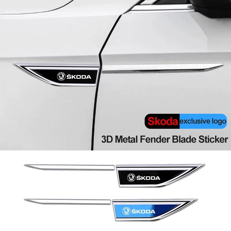 3D Metal Car Sticker Skod Emblem Fender Blade Decal Badge Decal For Skoda Vrs Fabia Superb Yeti Octavia Enyaq Rapid Kodiaq Kamiq