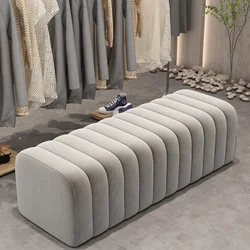 Modern Velvet Bed End Bench - Hall Rest Feet Long Sofa Chair Entrance Design Soft Shoe Bench Nordic Makeup Low Stool Furniture