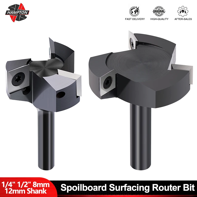 

HAMPTON 1/4 "1/2" 8 12 мм хвостовик спойлборда фреза для поверхности 3 флейты строгальный станок по дереву вставка твердосплавная плита выравнивающая фреза