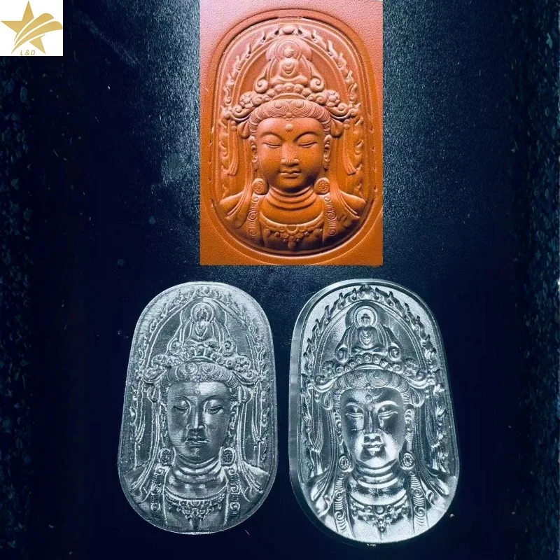 3D Goddess of Mercy Leather Embossing Stamp Mold2pcs Female and Male Aluminum Alloy Hydraulic Press Tool for Leathercraft