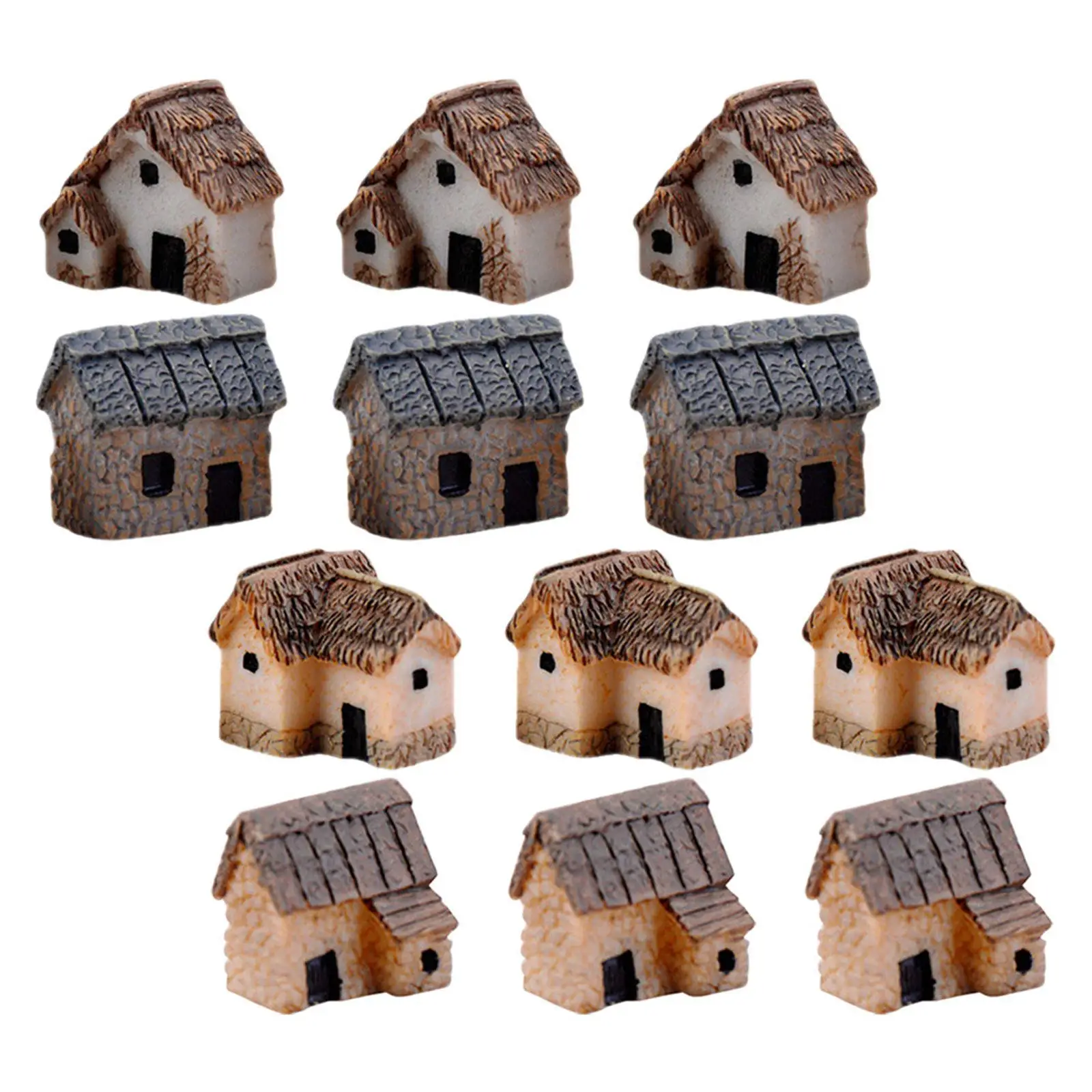 20Pcs Moss Landscape Miniature Resin Fairy Houses Rustic Village Cottage Decorations for Succulents Garden Bonsai Terrarium