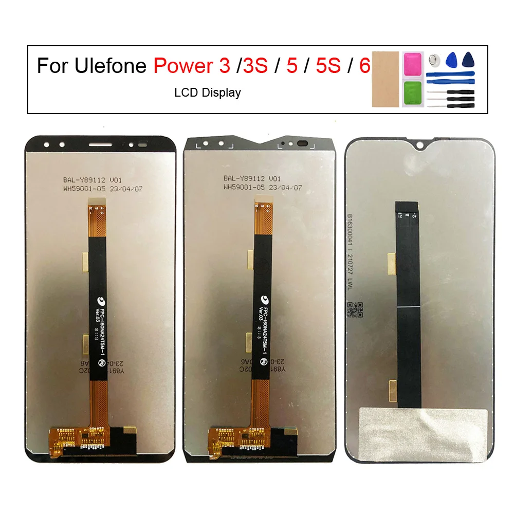 

LCD Display +Touch Screen Digitizer Assembly For Ulefone Power 3 3S,Power5 5s,Power6, LCD Screen Replacement Parts