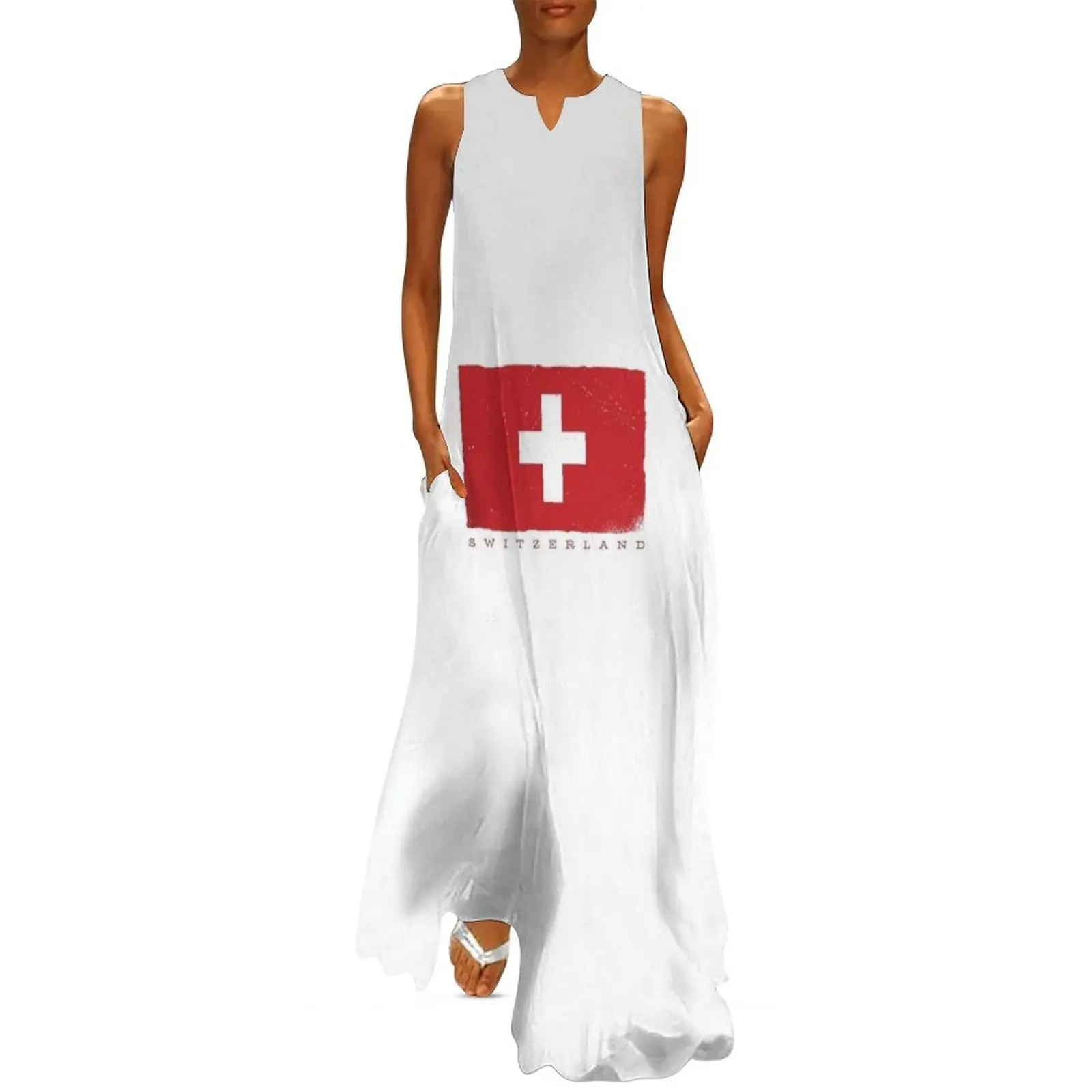 Swiss flag, Switzerland flag Long Dress Women's evening dress birthday dress