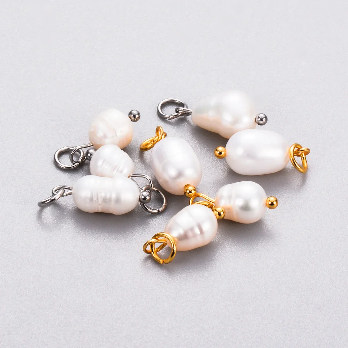 10Pcs Stainless Steel Needle Irregular Freshwater Pearls Charms for DIY Necklace Bracelet Jewelry Making