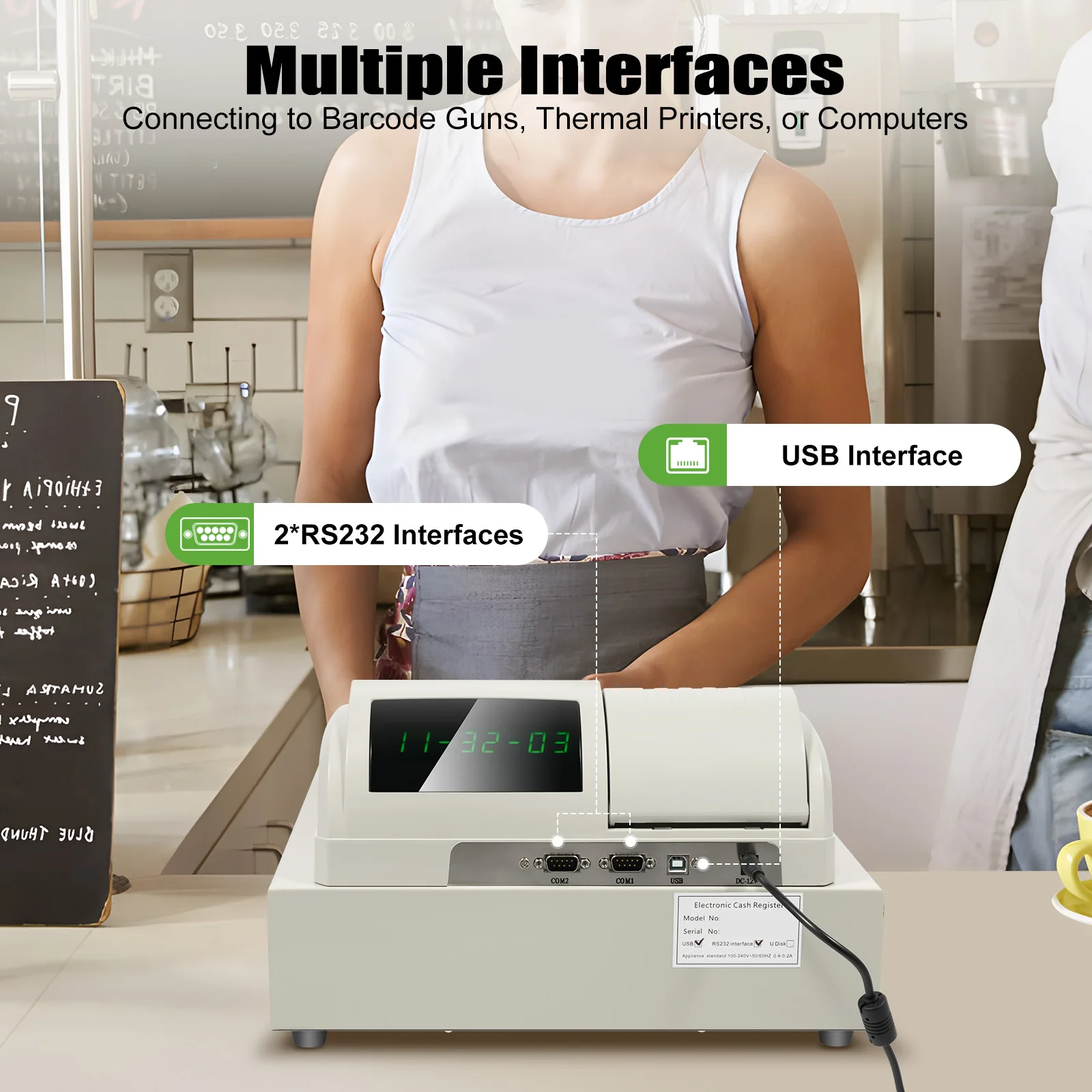Electronic Cash Register English Version POS System with Cash Drawer Thermal Printer for Retail Store Shop Restaurant Cafe