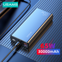 USAMS 30000mAh Power Bank 65W PD Fast Charging Powerbank Portable External Battery Phone Charger For iPhone iPad Xiaomi Huawei