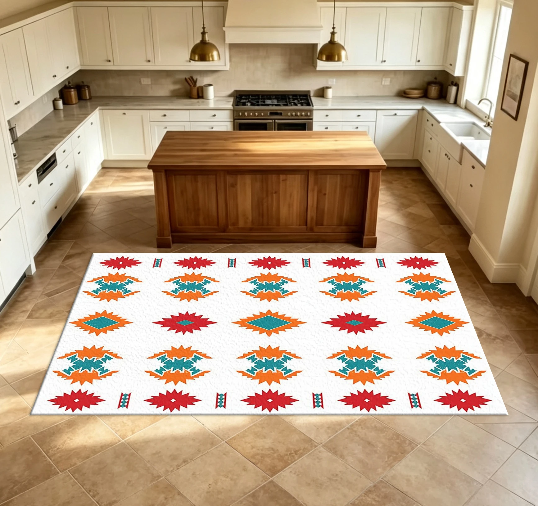 Boho Tribal Geometric Diamond Carpet Ethnic Style Area Rug for Living Room Home Decor