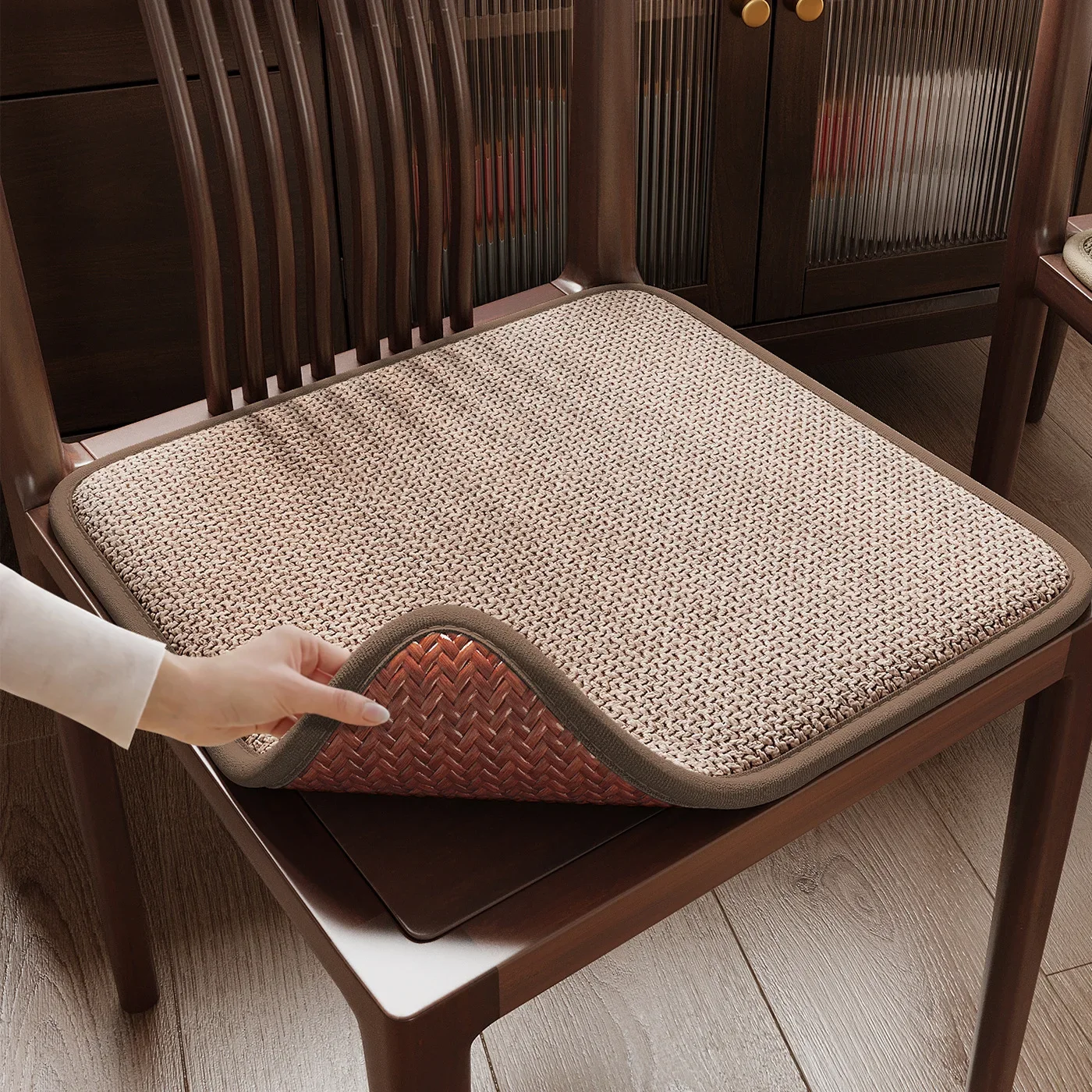 PE Rattan Sponge Chair Cushion Breathable Non Slip Seat Pad for Dining Kitchen Home Washable Comfortable Soft Chair Seat Cushion