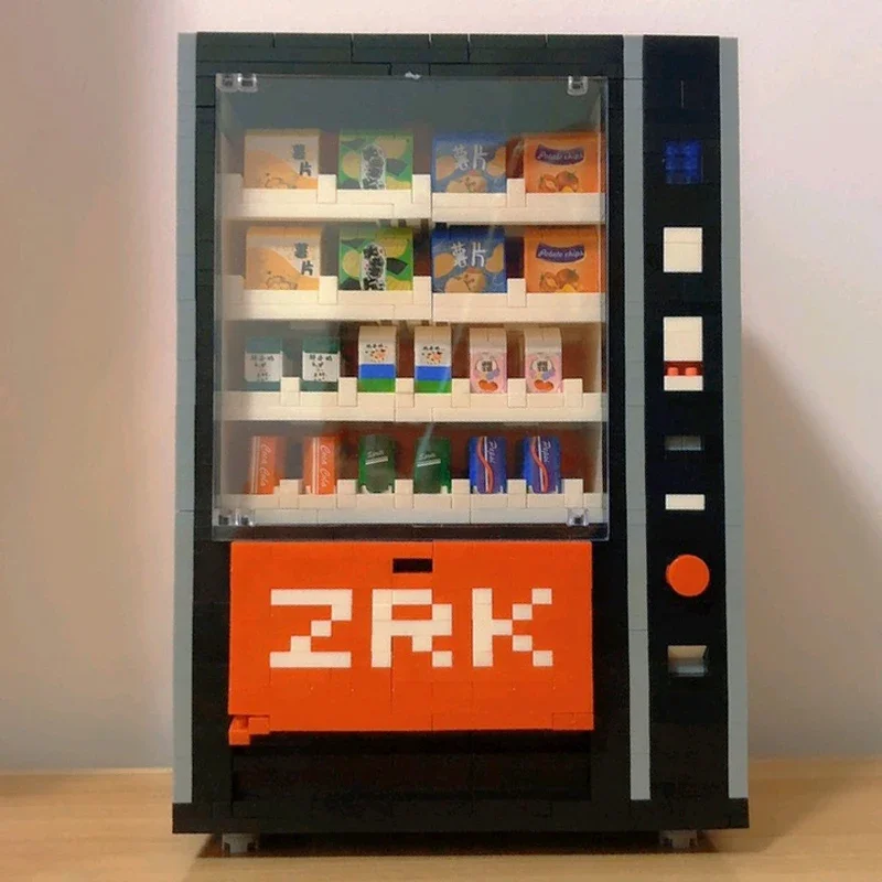 ZRK 7823 Food Drink Automat Vending Machine Cola Milk Biscuit Chips Mini Diamond Blocks Bricks Building Toy For Children No Box