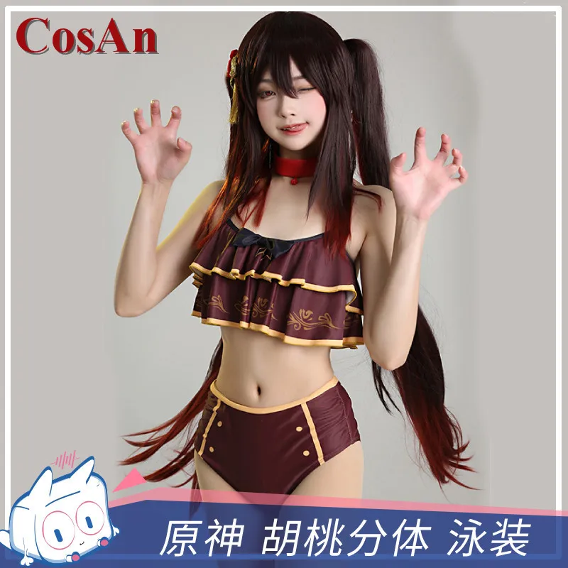 

CosAn Game Genshin Impact Hu Tao Cosplay Costume Sweet Lovely Hot Spring Swimsuit Activity Party Role Play Clothing