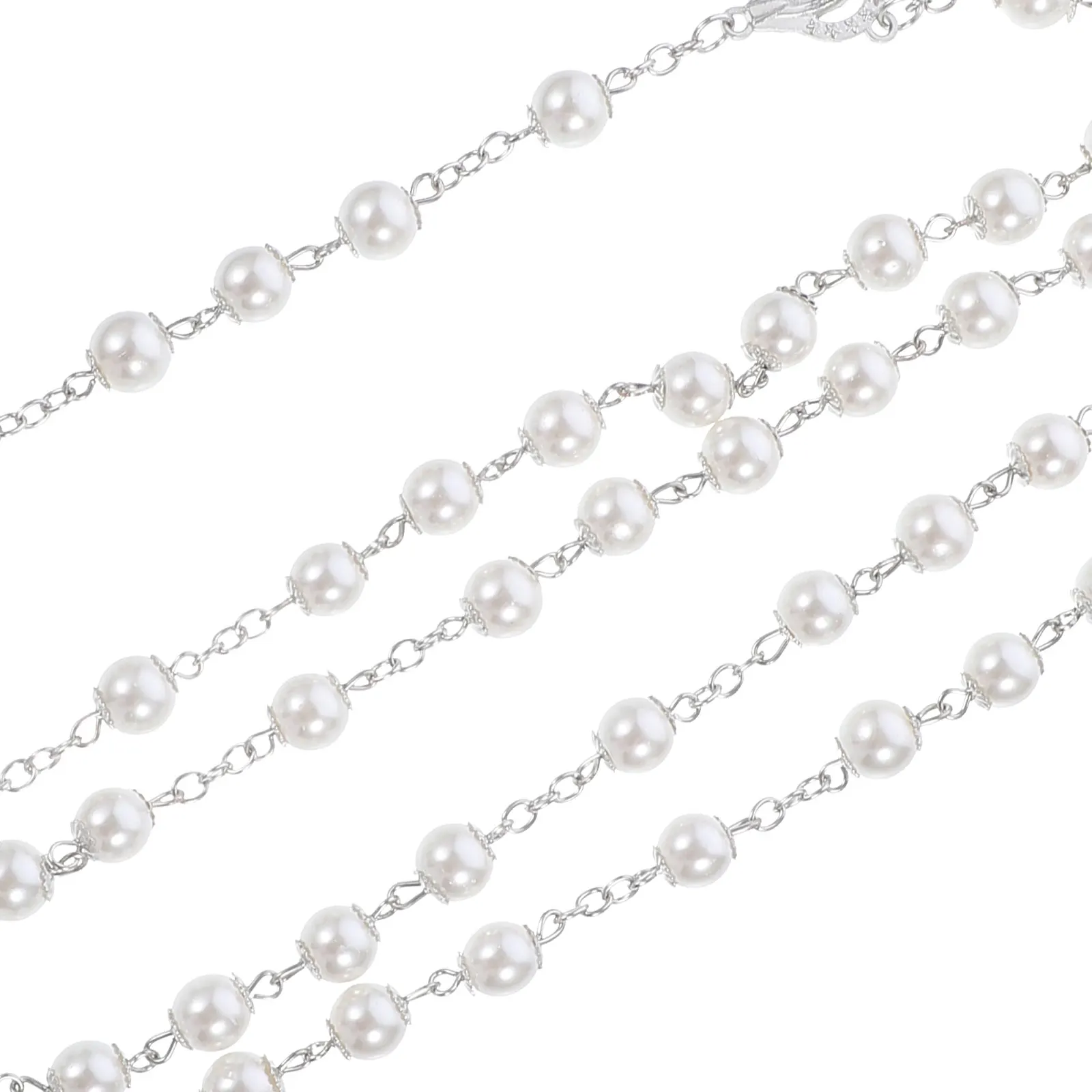 

Golden Pearl Necklace Small Cross Crucifix Chain Accessories Lightweight Comfortable Adjustable Size Stylish Pearl Cross