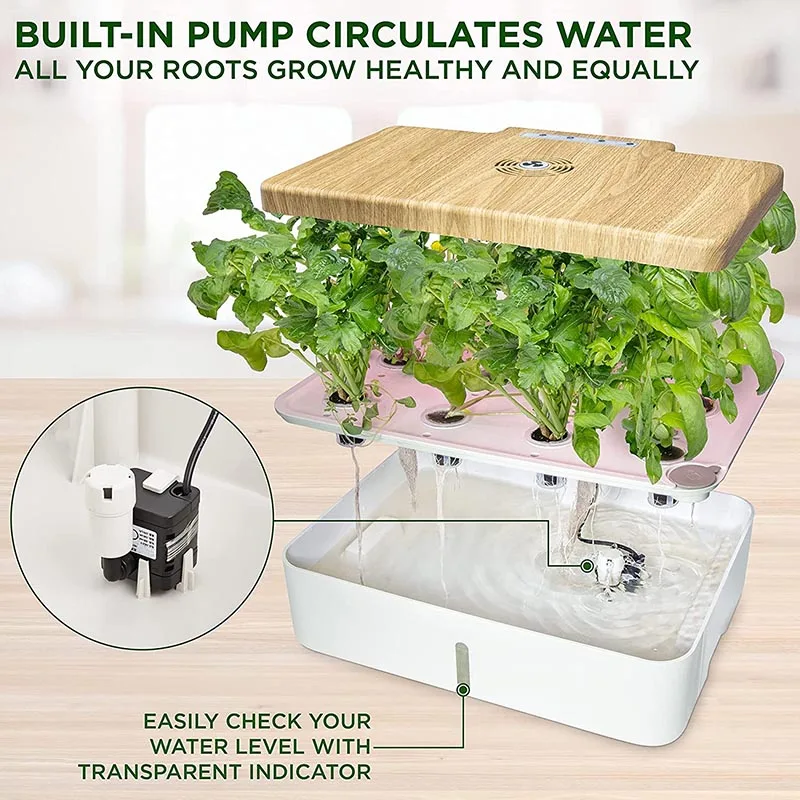 Searea Hydroponics Growing System Kits with LED 12Pots Indoor Herb Garden Kit Automatic Timing Smart for Home Use