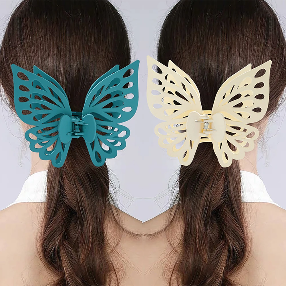 Pinza de garra de pelo Extra grande para mujer, horquilla de mariposa hueca, pasadores de baño para niña, accesorios para el cabello elegantes