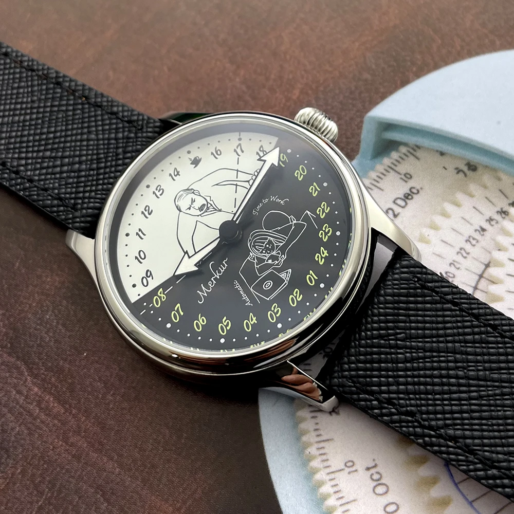 Reloj Merkur creativo para el lugar de trabajo, reloj mecánico automático 24H, reloj luminoso resistente al agua, reloj Masculino de 42MM