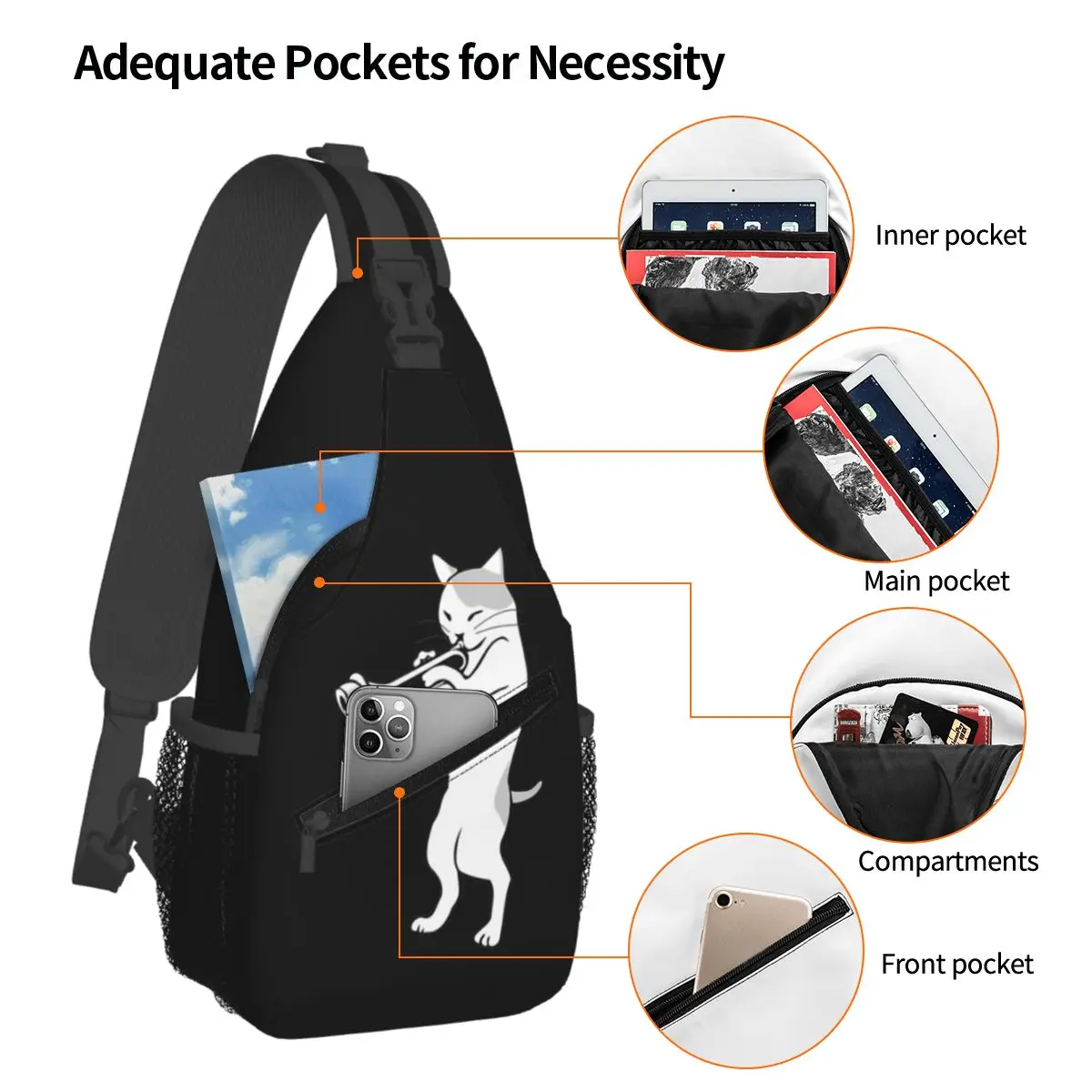 القط البوق لاعب مستقيم كتم واه واه مضحك البوق حقيبة صدر للرجال الرجال الرافعة Crossbody على ظهره حقيبة صدر للرجال Daypack حقيبة كتف