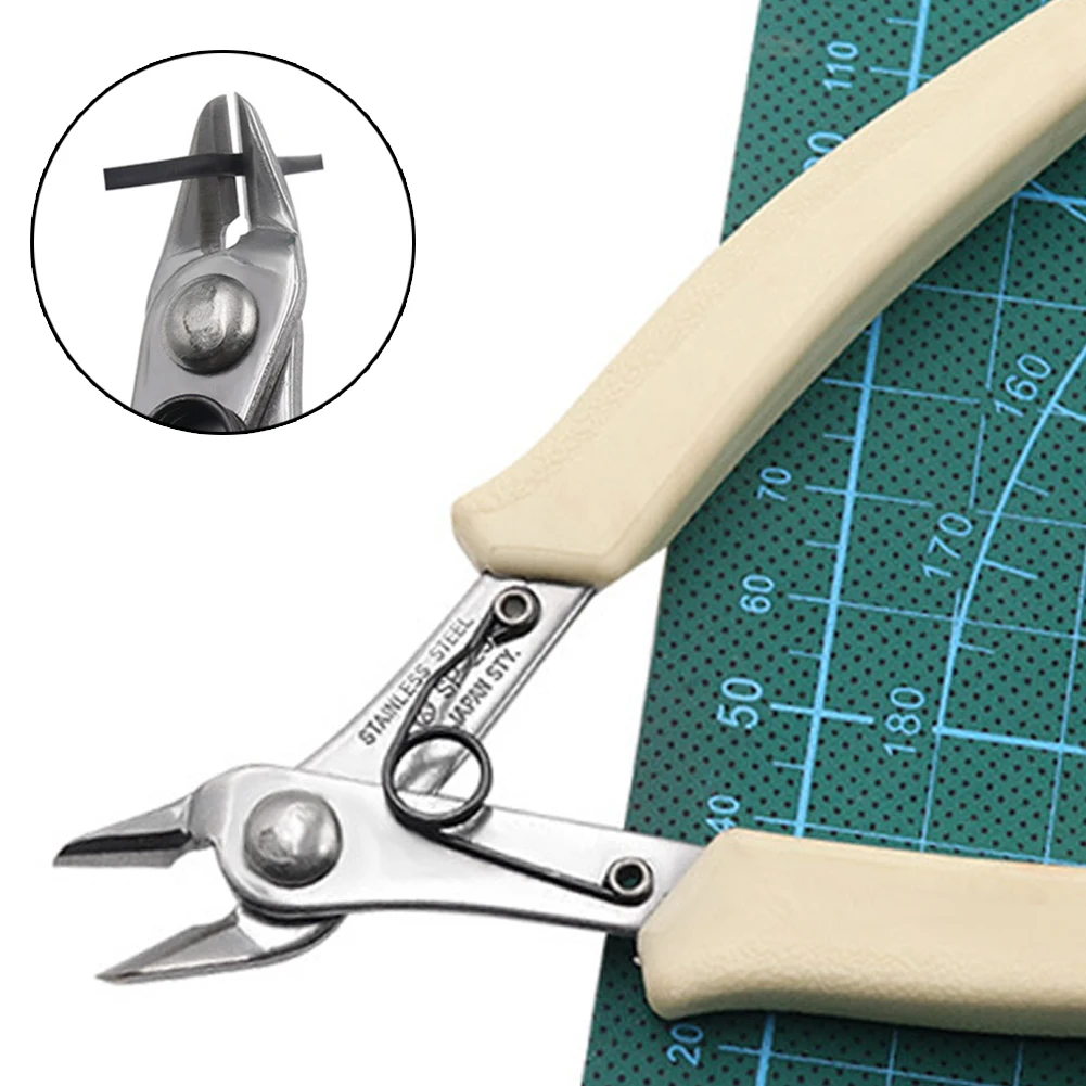 White handle slanted mouth wire cutting pliers, Japanese style Ruyi pliers, stainless steel pointed nose pliers, water mouth pli