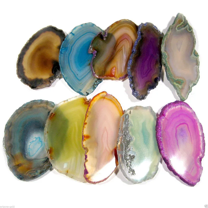 New 1pc Natural Agate Slices Geode Polished Slab Brazil Crystal Quartz Ornaments