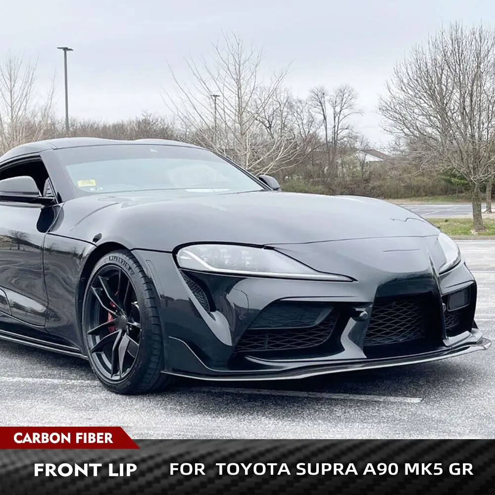 Car Front Bumper Lip Spoiler Splitters Bumper Guard for Toyota Supra A90 MK5 GR 2019 2020 Carbon Fiber Front Bumper Lip Spoiler