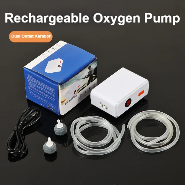 

Portable USB Rechargeable Aquarium Air Pump For Fish Tanks/Outdoor Fishing Long Battery Life Dual Outlets