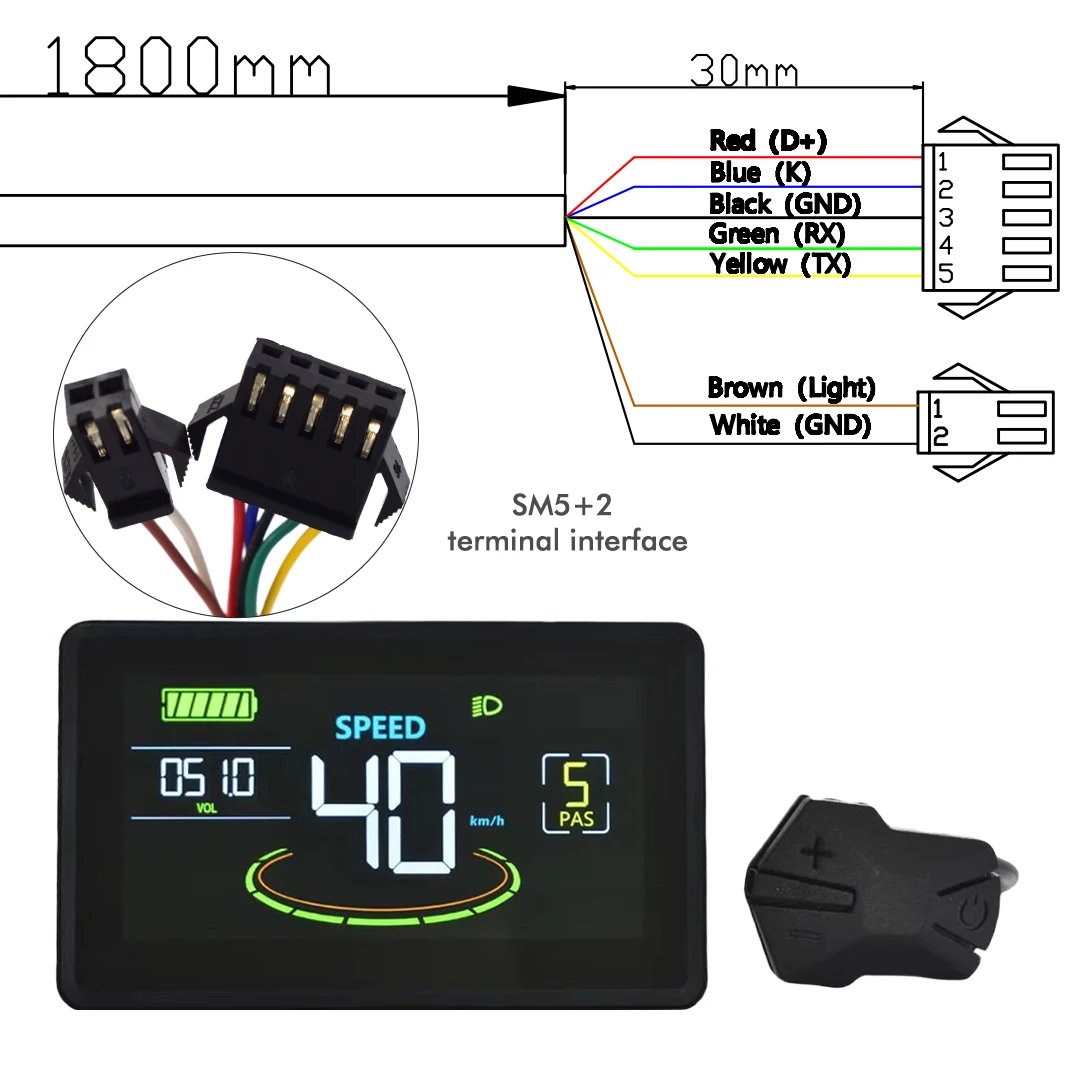 UART2 H6C Elektrische Fiets Kleurrijke LCD Fiets Snelheidsmeter Display Meter 24 V-60 V Verbinding Plug Ebike intelligente Mountainbike