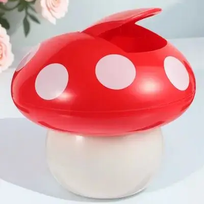 

Небольшой контейнер для мусора в форме гриба с крышкой, настольная урна для офиса, дома, автомобиля, мини-контейнер для мусора, яркий цвет