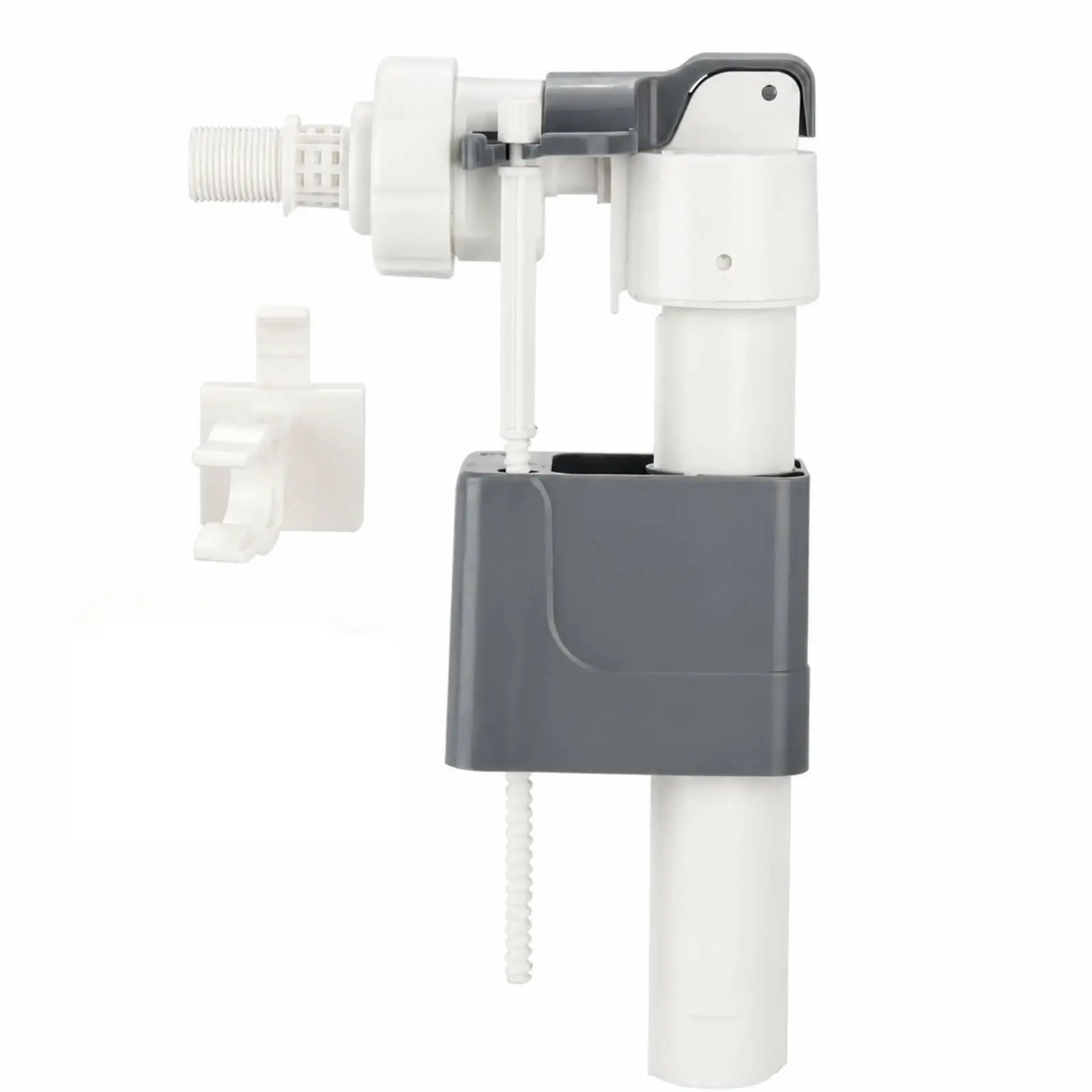 Toilet Fill Valve Assembly for Concealed Tank PVC Water Inlet with Float Mechanism and Removable Strainer for Wall Mounted WC