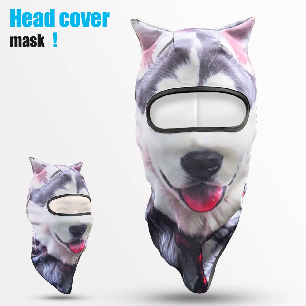 

3D Animal Cat Design Summer Full Face Neck Protector Sun Shield Breathable Quick Dry Polyester Helmet Liner for Outdoor Cycling