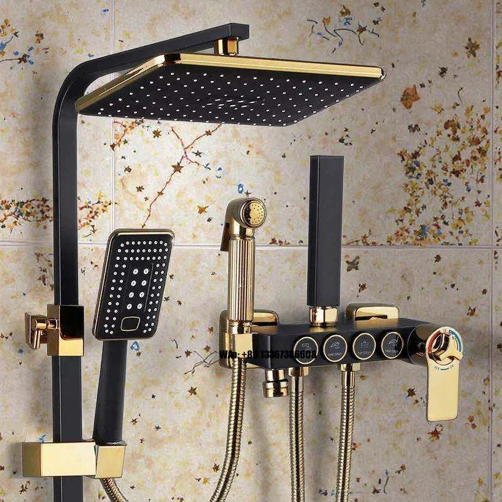 

Bathroom Shower System Senducs Thermostatic Bathtub Mixer Faucet Hot Cold Brass Tap Soft Spray Pattern Chrome for Hotels