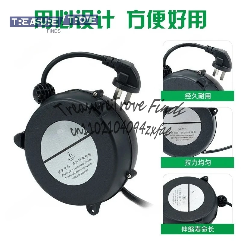 

ML-0612 220v H05VV-F 3G1.5mm2 x 2.5M(L) cable reel drum electric cord reel retractable with plug 1500w-3000w