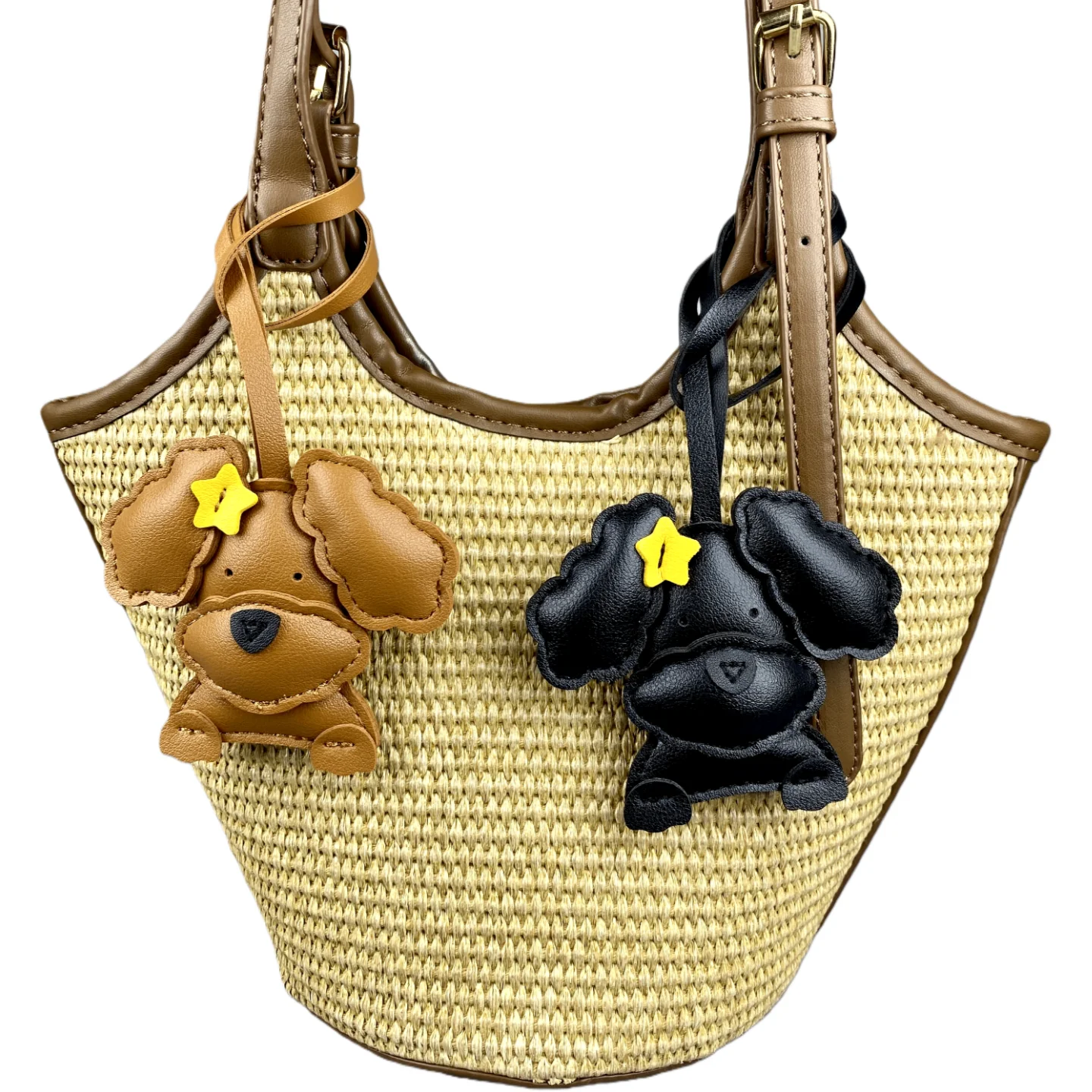 3D-Plüsch-Anhänger mit Pudel-Hundetasche – hergestellt aus robustem PU-Leder mit einer Stern-Haarspange, gut genäht und vollständig gefüllt, Geschenk – Detail 6