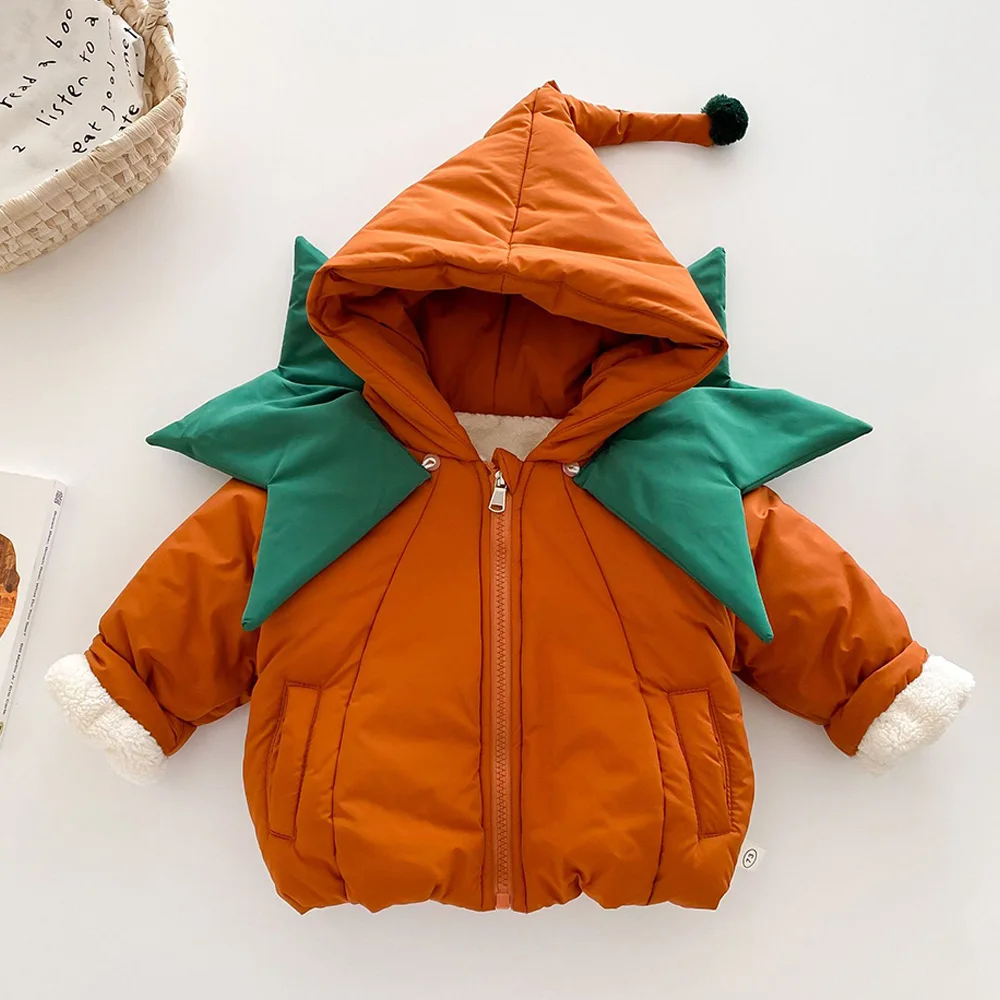 Baby Boy Jacket Winter Fleece Hooded Solid Color Fashion Toddler Coats Thanksgiving Christmas Baby Outerwear Clothes