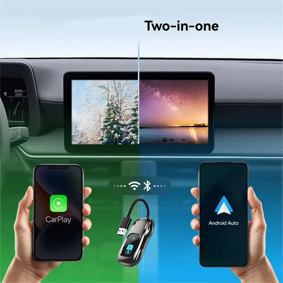 Wireless Carplay 2-in-1 Digital Display 5.8GHz Car-Machine Interconnection Converter Box Wired to Wireless/ Android Auto