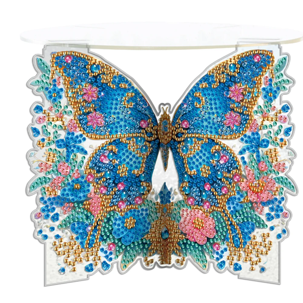 

Акриловая подставка для растений с бабочкой и алмазной живописью, круглая подставка для цветочного горшка, подставка для алмазной живописи, угловая подставка для сада, двора, патио