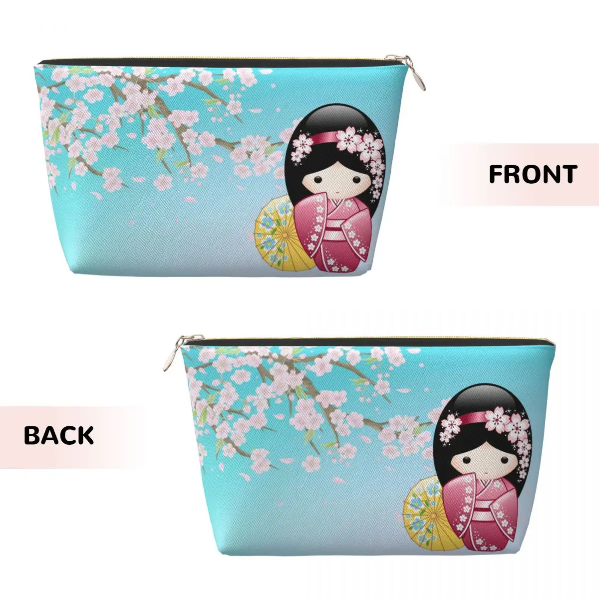 Custom Kokeshi Doll Travel Cosmetic Bag Japanese Kimono Geisha Girl Toiletry Makeup Organizer Ladies Beauty Storage Dopp Kit