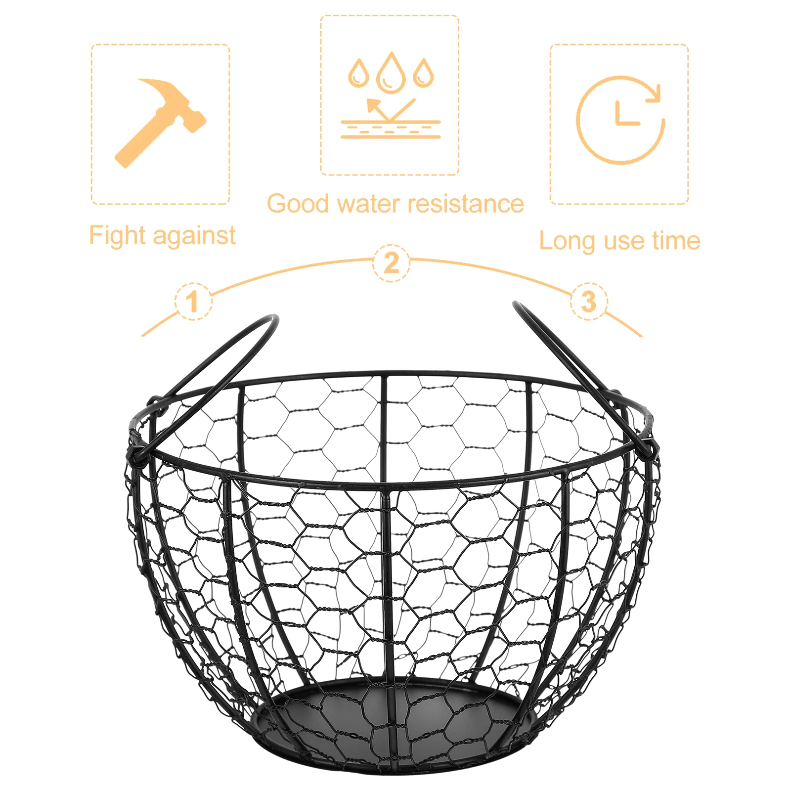 

1pc Rustic Wire Large Capacity Storage Organizer Multi-Functional Fruit Egg Holder Kitchen Home Decorative Bowl for Family
