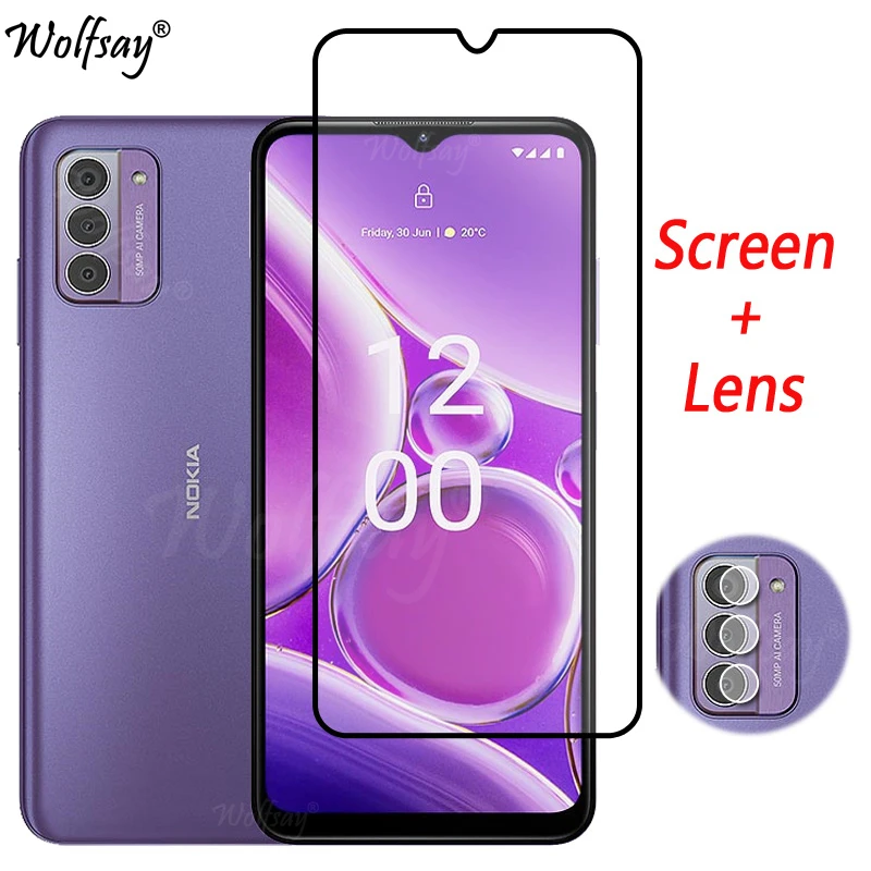 Cubierta completa de vidrio templado con pegamento completo para Nokia G42, Protector de pantalla para Nokia G42 5G, cristal de cámara para Nokia G42, vidrio de 6,56 pulgadas