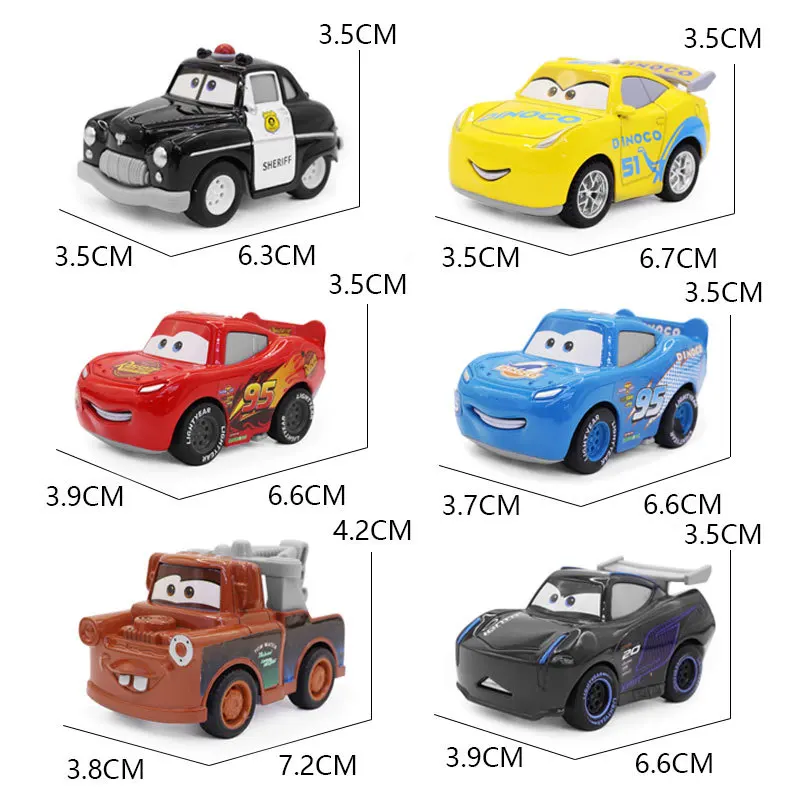 4/6個セット ディズニー ピクサー カーズ2 3 おもちゃ プルバック ライトニング・マックィーン ミニ ダイキャストメタル ジャクソン・ストーム ラミレス フィルモア 子供向けギフト