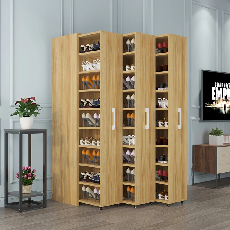 Shoe cabinet hidden push-pull dustproof household locker door large capacity gap with wheel shoe rack drawer side pull cabinet