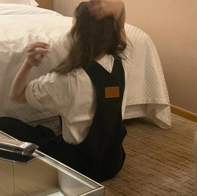 

Уникальные ранние весенние милые персональные простые свободные утягивающие джинсовые комбинезоны с высокой талией, всесезонные тонкие длинные брюки