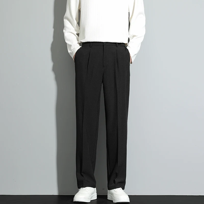 

Мужские повседневные брюки прямого кроя с высокой талией в американском уличном стиле, осенне-зимняя новинка, прямые повседневные брюки в стиле Неаполи