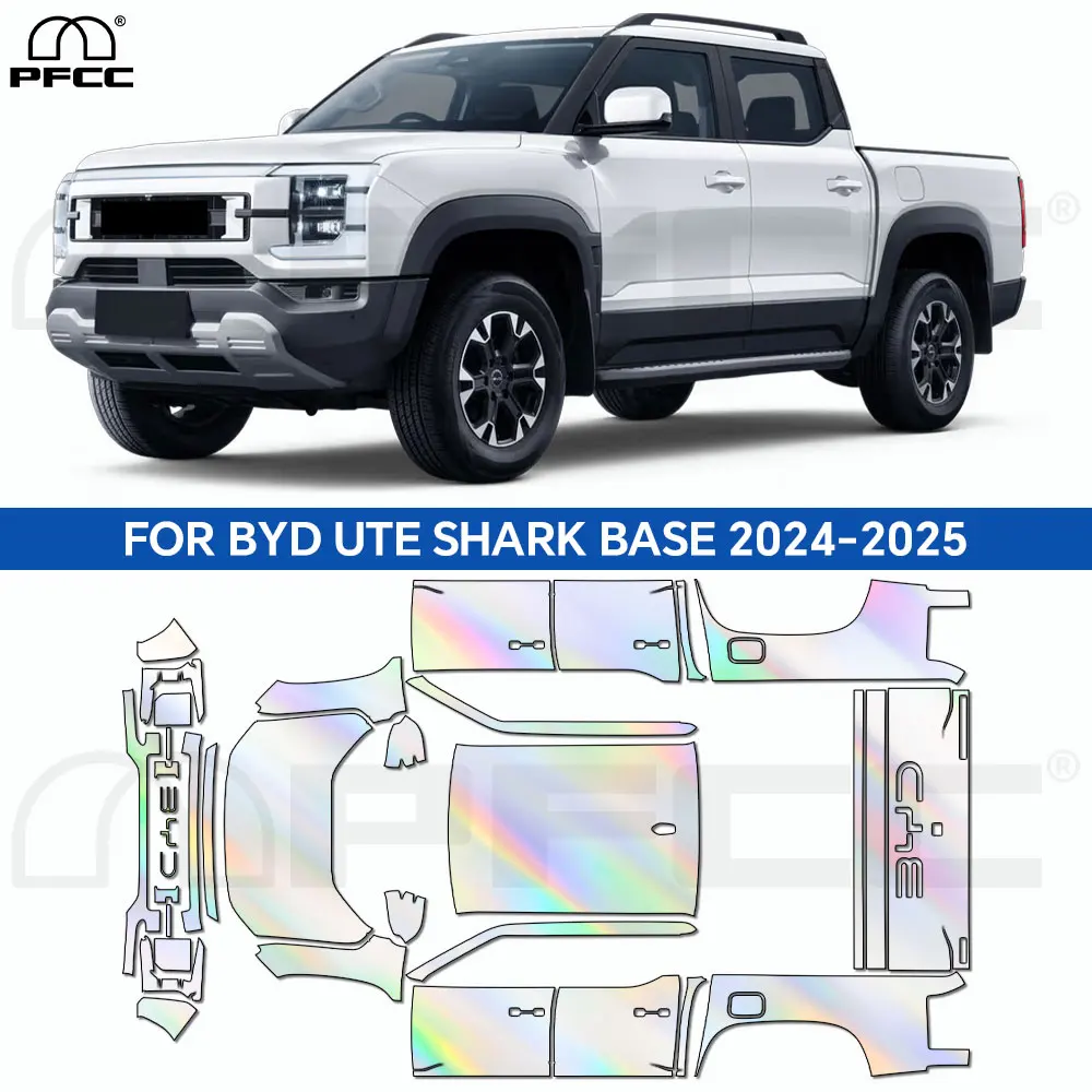

Для BYD Ute Shark Base 2024-2025 ТПУ Защитная пленка для автомобильной краски Наклейка на кузов автомобиля Предварительно вырезанная защитная пленка для краски против царапин 8,5 мил
