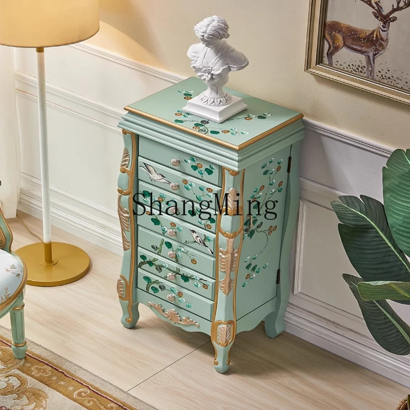 

ZYY Home Painted Storage Chest of Drawers with Mirror Decorative Cabinet Jewelry Storage Bedroom Vanity Cabinet