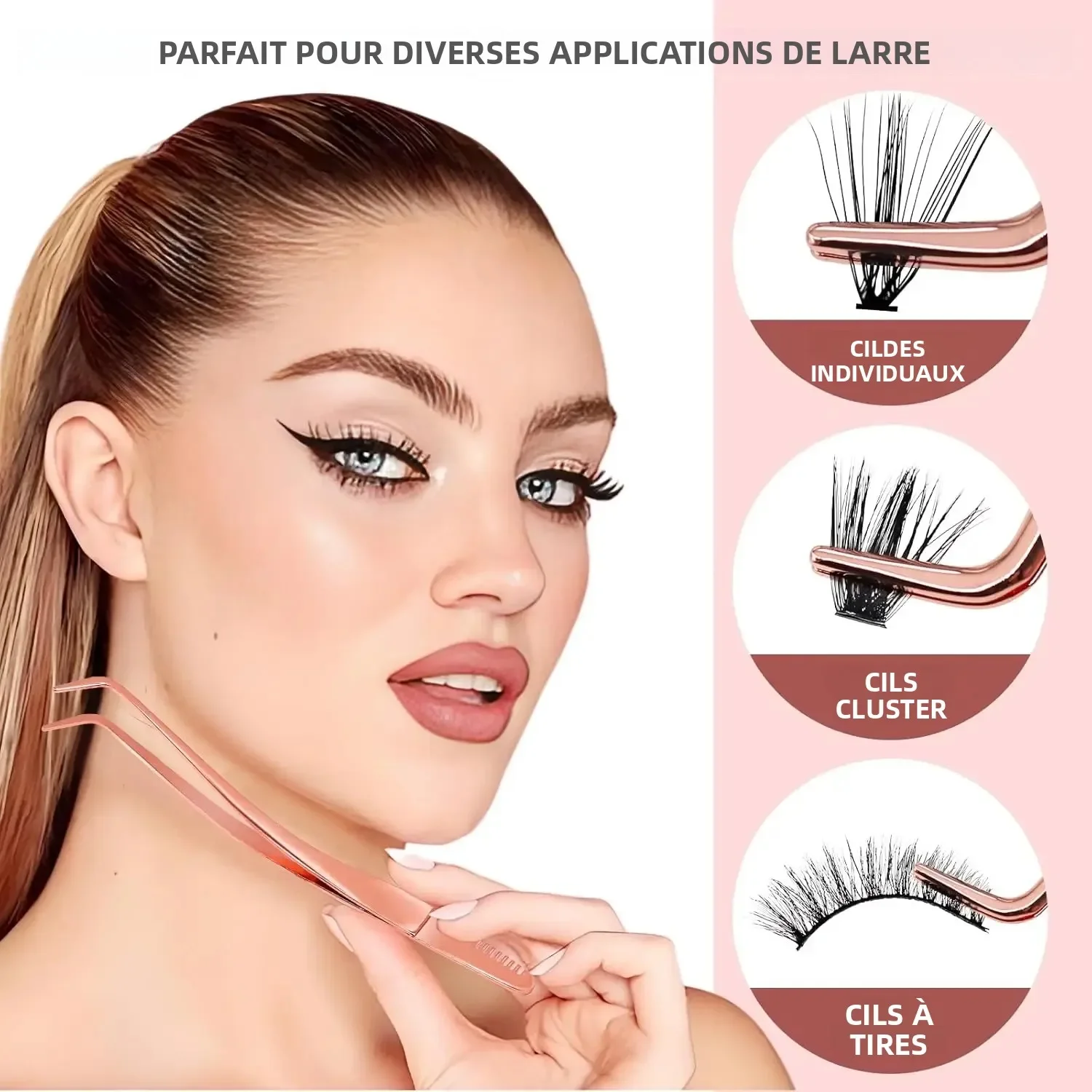 Pinça de cílios 2 em 1 com pente, pinça de cotovelo de aço inoxidável, colocação de precisão para aplicação diy de cílios postiços