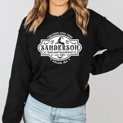 Sanderson Bed Breakfast Hoodies Retro Halloween Hooded Sweatshirt Women Long Sleeve Pullovers Sanderson Sisters Sweatershirt